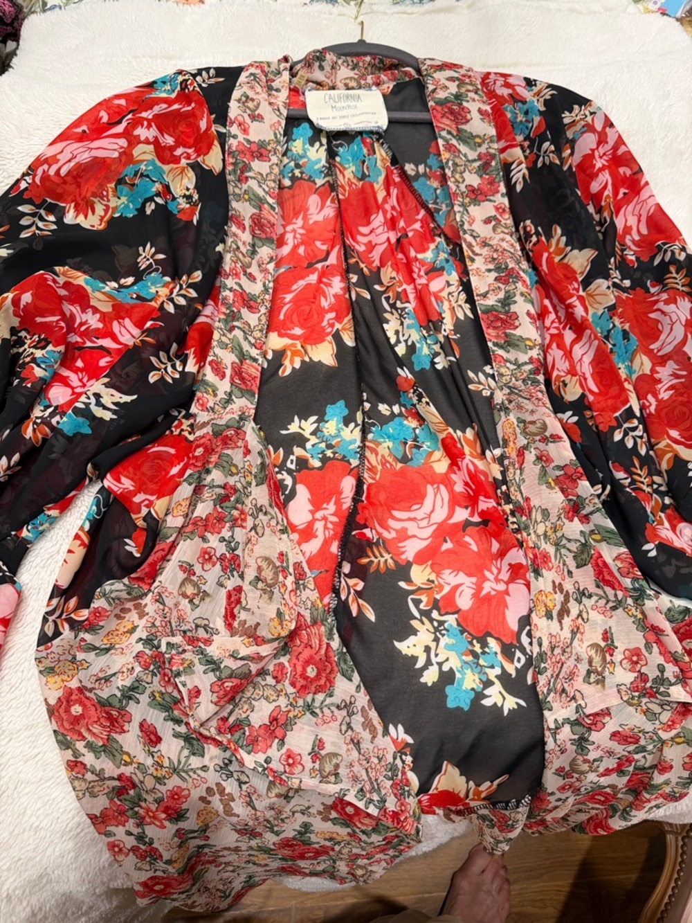 California Moonrise Floral Western Tunic - Red & Black